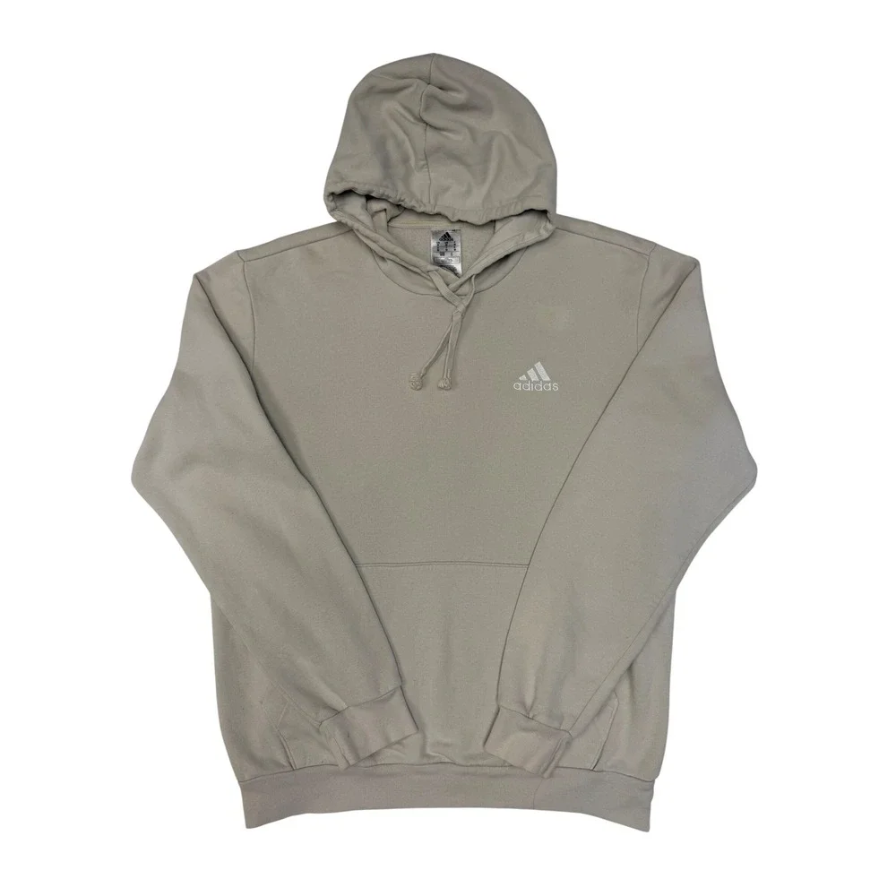 Adidas Mens Essentials Embroidered Logo Hoodie Beige Tan Pullover Medium